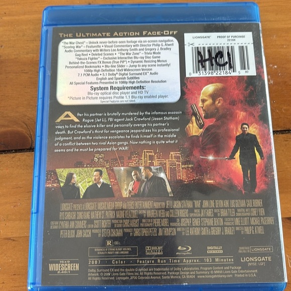 War Blu-ray Jet Li Jason Statham John Lone Devon Aoki Luis Guzman Ryo Ishibashi - Picture 2 of 3